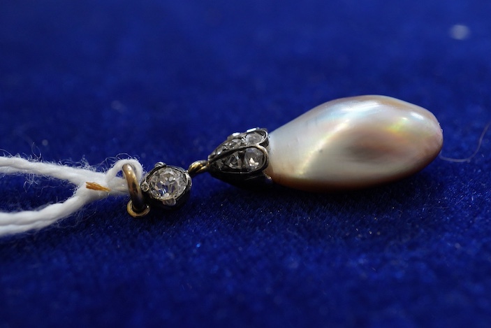 A Victorian blister pearl and diamond pendant, late 19th century